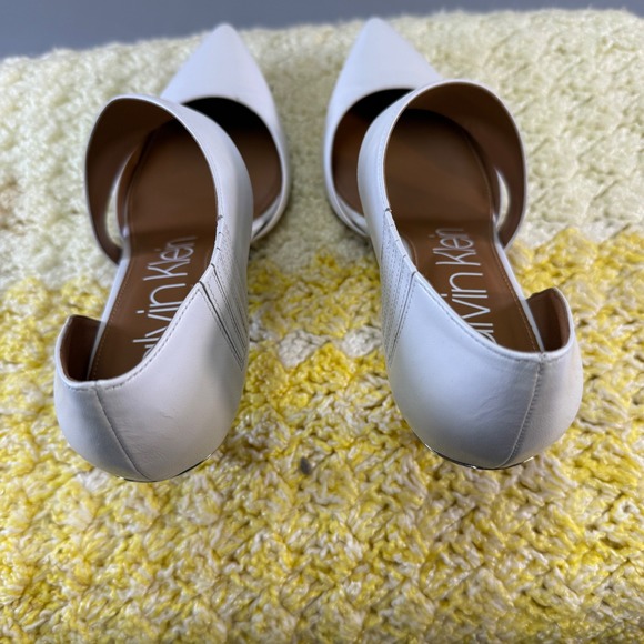 Calvin Klein Women White Leather Pointed Toe Stiletto Heel Pumps Shoes Size 10M - Picture 9 of 16